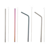 Maxbell 2 Pieces 192mm Long Titanium Drinking Straws with Cleaning Brush Straight