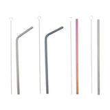 Maxbell 2 Pieces 192mm Long Titanium Drinking Straws with Cleaning Brush Straight