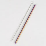 Maxbell 2 Pieces 192mm Long Titanium Drinking Straws with Cleaning Brush Straight