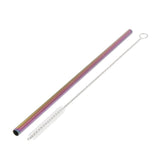 Maxbell 2 Pieces 192mm Long Titanium Drinking Straws with Cleaning Brush Straight