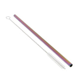 Maxbell 2 Pieces 192mm Long Titanium Drinking Straws with Cleaning Brush Straight