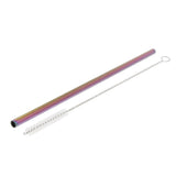 Maxbell 2 Pieces 192mm Long Titanium Drinking Straws with Cleaning Brush Straight