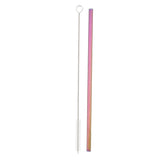 Maxbell 2 Pieces 192mm Long Titanium Drinking Straws with Cleaning Brush Straight