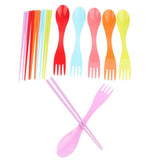 Maxbell 12 Pieces Portable Plastic Camping Tableware Set Chopsticks Spoons Forks - Aladdin Shoppers