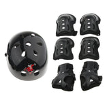 Maxbell 7 Pcs Kid Child Roller Skating Bicycle Helmet Knee Wrist Guard Elbow Pad Black M - Aladdin Shoppers