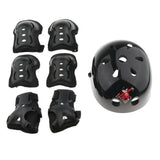 Maxbell 7 Pcs Kid Child Roller Skating Bicycle Helmet Knee Wrist Guard Elbow Pad Black M - Aladdin Shoppers