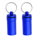 Maxbell 2 Pieces Mini Portable Waterproof Pill Capsule Box Container Pendant Blue