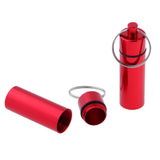 Maxbell Maxbell 2Pcs Waterproof Aluminum Pill Box Case Bottle Cache Drug Holder Keychain Flat Red