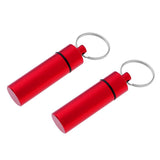 Maxbell Maxbell 2Pcs Waterproof Aluminum Pill Box Case Bottle Cache Drug Holder Keychain Flat Red