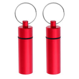 Maxbell Maxbell 2Pcs Waterproof Aluminum Pill Box Case Bottle Cache Drug Holder Keychain Flat Red
