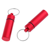 Maxbell Maxbell 2Pcs Waterproof Aluminum Pill Box Case Bottle Cache Drug Holder Keychain Flat Red