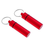 Maxbell Maxbell 2Pcs Waterproof Aluminum Pill Box Case Bottle Cache Drug Holder Keychain Flat Red
