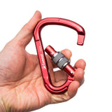 Maxbell Maxbell Aluminum Locking Climbing Carabiner D Shape Auto-Locking Carabiner Screw Gate Lock Red