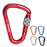Maxbell Maxbell Aluminum Locking Climbing Carabiner D Shape Auto-Locking Carabiner Screw Gate Lock Red