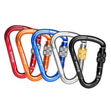 Maxbell Maxbell Aluminum Locking Climbing Carabiner D Shape Auto-Locking Carabiner Screw Gate Lock Red