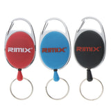 Maxbell Maxbell Retractable Keychain Carabiner Badge Recoil Reel Key Ring Holder Clip Black