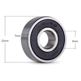 Maxbell Maxbell 8pcs Chrome Steel Skateboard Bearings Longboard Skate Ball Bearing Black