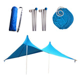 Maxbell Maxbell 3-4 Person Beach Tent Tarp Portable Canopy Sunshade with Sandbag Anchors Blue