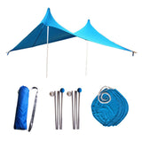 Maxbell Maxbell 3-4 Person Beach Tent Tarp Portable Canopy Sunshade with Sandbag Anchors Blue