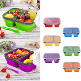 Maxbell 2/3 Comparment Reusable Silicone Bento Lunch Box for Camping Travel Picnic 2 Grid Red - Aladdin Shoppers