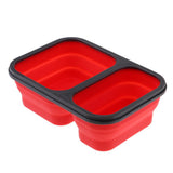 Maxbell 2/3 Comparment Reusable Silicone Bento Lunch Box for Camping Travel Picnic 2 Grid Red - Aladdin Shoppers
