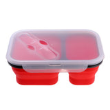 Maxbell 2/3 Comparment Reusable Silicone Bento Lunch Box for Camping Travel Picnic 2 Grid Red - Aladdin Shoppers