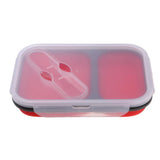 Maxbell 2/3 Comparment Reusable Silicone Bento Lunch Box for Camping Travel Picnic 2 Grid Red - Aladdin Shoppers