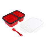 Maxbell 2/3 Comparment Reusable Silicone Bento Lunch Box for Camping Travel Picnic 2 Grid Red - Aladdin Shoppers