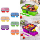 Maxbell 2/3 Comparment Reusable Silicone Bento Lunch Box for Camping Travel Picnic 2 Grid Red - Aladdin Shoppers