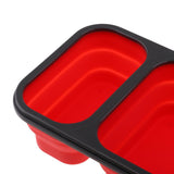 Maxbell 2/3 Comparment Reusable Silicone Bento Lunch Box for Camping Travel Picnic 2 Grid Red - Aladdin Shoppers