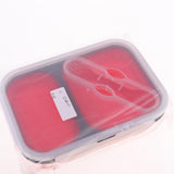 Maxbell 2/3 Comparment Reusable Silicone Bento Lunch Box for Camping Travel Picnic 2 Grid Red - Aladdin Shoppers