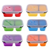 Maxbell 2/3 Comparment Reusable Silicone Bento Lunch Box for Camping Travel Picnic 2 Grid Red - Aladdin Shoppers