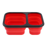 Maxbell 2/3 Comparment Reusable Silicone Bento Lunch Box for Camping Travel Picnic 2 Grid Red - Aladdin Shoppers