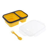 Maxbell 2/3 Comparment Reusable Silicone Bento Lunch Box for Camping Travel Picnic 2 Grid Yellow - Aladdin Shoppers