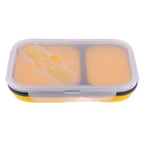 Maxbell 2/3 Comparment Reusable Silicone Bento Lunch Box for Camping Travel Picnic 2 Grid Yellow - Aladdin Shoppers