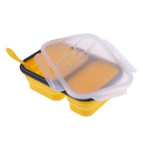 Maxbell 2/3 Comparment Reusable Silicone Bento Lunch Box for Camping Travel Picnic 2 Grid Yellow - Aladdin Shoppers