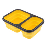 Maxbell 2/3 Comparment Reusable Silicone Bento Lunch Box for Camping Travel Picnic 2 Grid Yellow - Aladdin Shoppers