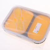 Maxbell 2/3 Comparment Reusable Silicone Bento Lunch Box for Camping Travel Picnic 2 Grid Yellow - Aladdin Shoppers