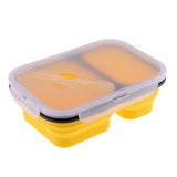Maxbell 2/3 Comparment Reusable Silicone Bento Lunch Box for Camping Travel Picnic 2 Grid Yellow - Aladdin Shoppers