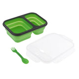 Maxbell 2/3 Comparment Reusable Silicone Bento Lunch Box for Camping Travel Picnic 2 Grid Green - Aladdin Shoppers