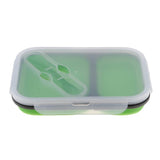 Maxbell 2/3 Comparment Reusable Silicone Bento Lunch Box for Camping Travel Picnic 2 Grid Green - Aladdin Shoppers