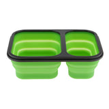 Maxbell 2/3 Comparment Reusable Silicone Bento Lunch Box for Camping Travel Picnic 2 Grid Green - Aladdin Shoppers