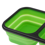 Maxbell 2/3 Comparment Reusable Silicone Bento Lunch Box for Camping Travel Picnic 2 Grid Green - Aladdin Shoppers