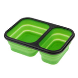 Maxbell 2/3 Comparment Reusable Silicone Bento Lunch Box for Camping Travel Picnic 2 Grid Green - Aladdin Shoppers