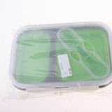 Maxbell 2/3 Comparment Reusable Silicone Bento Lunch Box for Camping Travel Picnic 2 Grid Green - Aladdin Shoppers
