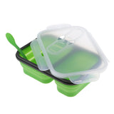 Maxbell 2/3 Comparment Reusable Silicone Bento Lunch Box for Camping Travel Picnic 2 Grid Green - Aladdin Shoppers