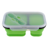 Maxbell 2/3 Comparment Reusable Silicone Bento Lunch Box for Camping Travel Picnic 2 Grid Green - Aladdin Shoppers