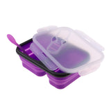 Maxbell 2/3 Comparment Reusable Silicone Bento Lunch Box for Camping Travel Picnic 2 Grid Purple - Aladdin Shoppers