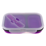 Maxbell 2/3 Comparment Reusable Silicone Bento Lunch Box for Camping Travel Picnic 2 Grid Purple - Aladdin Shoppers