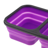 Maxbell 2/3 Comparment Reusable Silicone Bento Lunch Box for Camping Travel Picnic 2 Grid Purple - Aladdin Shoppers